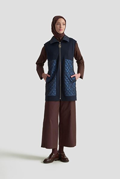 Armine Kapitone Detaylı Yelek - Lacivert