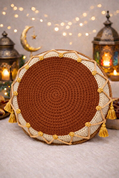 Günebakan Tığişi Ramadan Drum Throw Pillow - Brown