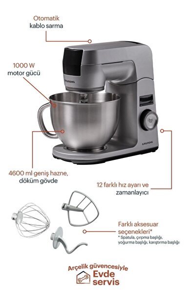 Grundig Kmp 8650 S Çok Fonksiyonlu Mutfak Makinesi, Güçlü ve Kullanışlı