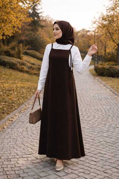 Giyim Gezegeni Brown Jile Dress |   Women's Long Rope Strap Loose Fit 4 Seaso...