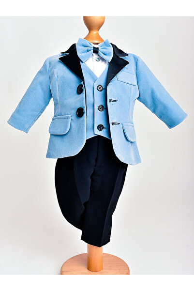 Licurici Bebe Costum de Gală din Catifea "Royal Tyson" cu Rever Satinat și Ba...