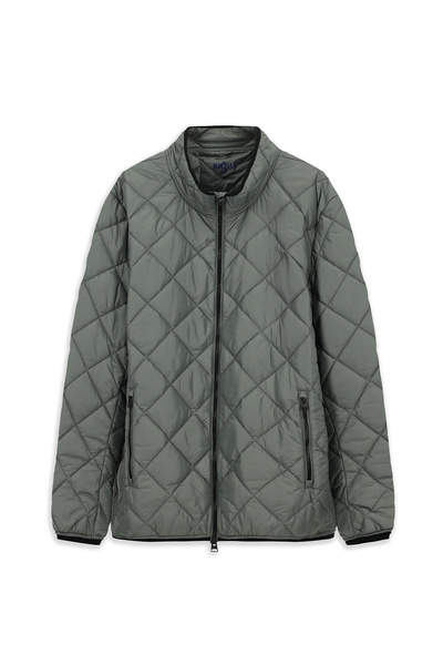 Kiğılı Windproof Quilted Sports Coat with Stand Collar and Zippered Pockets