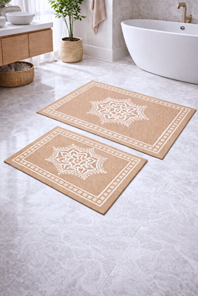 Decomia Home Цифровий нековзний праний килим для ванної кімнати з джутовим ві...