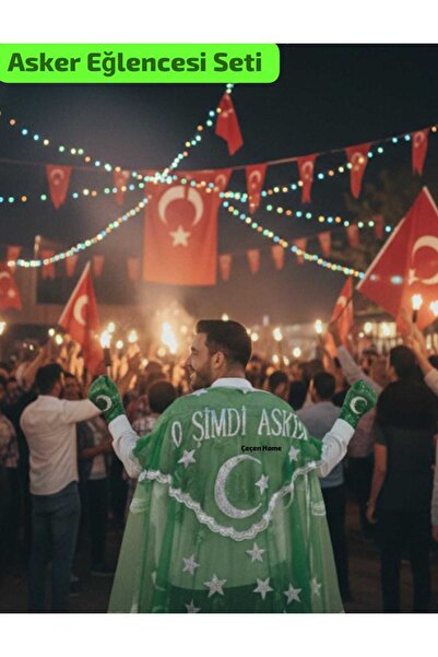 ÇEÇEN HOME Set verde de divertisment pentru soldați cu semilună și stea, cu s...