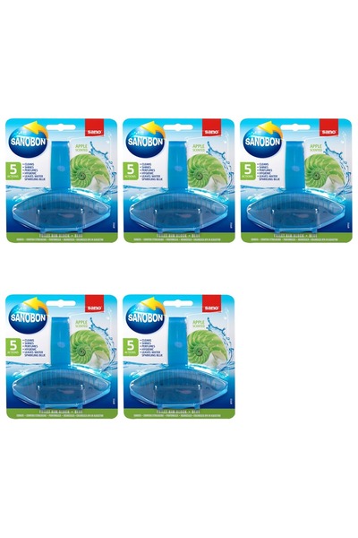 Sano 5 PIECE SET - BON BLUE APPLE TOILET FRESHENER
