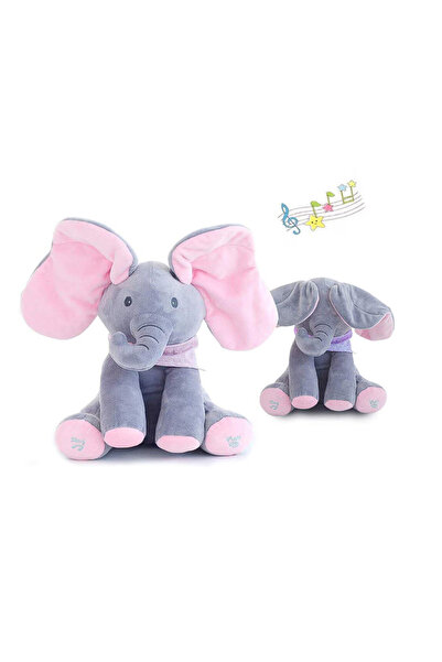 OEM Elefant cu joc de joacă, acoperă ochii cu urechi, 30 cm, pufos, cu sunete