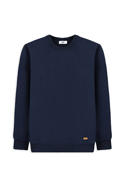 Kiğılı Bluză de bază din bumbac cu guler rotund și croială normală tricou