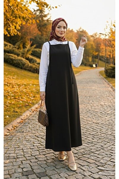 Giyim Gezegeni Black Jile Dress |   Women's Long Rope Strap Loose Fit 4 Seaso...