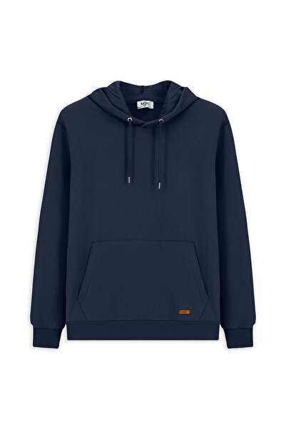 Kiğılı Hooded Regular Fit Patterned Cotton Basic Sweatshirt with Pockets