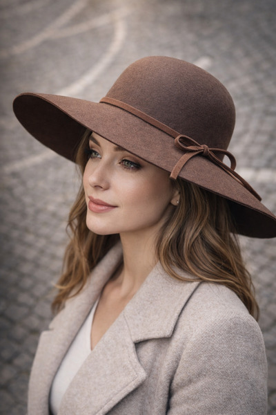 kuru Kalın Kaşe Kumaş Ayarlanabilir Şık Fötr Şapka