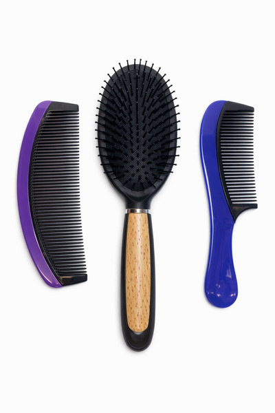 OEM Wooden Handle Hair Brush + Comb Set – Detangling and Scalp Massage
