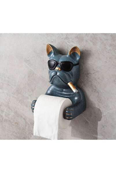 BIUPSER Toilet Paper Holder French Bulldog Model With Glasses Gray Self-Adhes...
