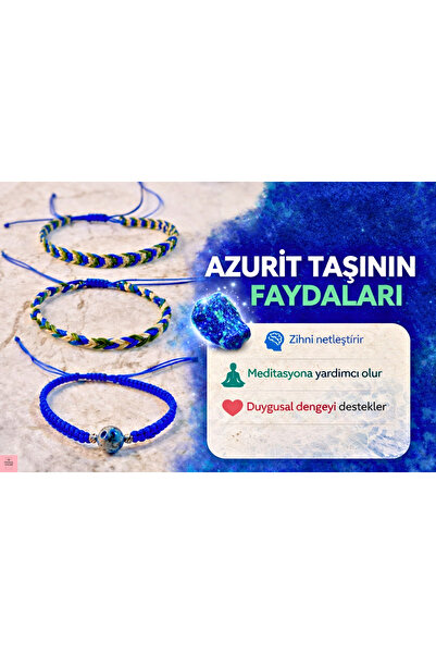 Crystal Atelier Certified Azurite Stone Natural Stone Bracelet - Happiness, H...