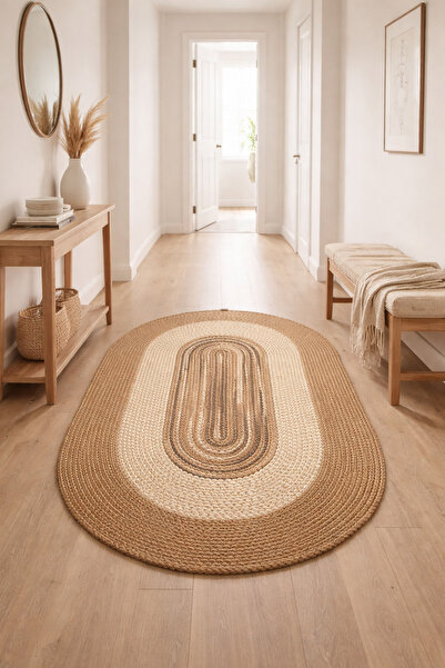 Halımax Salda JUT09 Hasır Çift Taraflı Yıkanabilir Jüt Kilim Mutfak Banyo Kor...