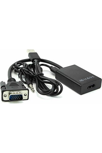Retro VGA To HDMI Kablo Dönüştürücü Görüntü Ve Ses Çevirici Siyah Renk