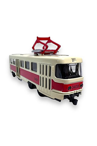 OEM Tram Model with Sounds, Metal, Lights, Pull-Back Function, 16.5 cm - Red