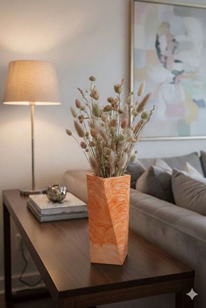 Art-ı Prime Dizayn Pyramid Large Size Decorative Concrete Vase 20 cm Modern G...