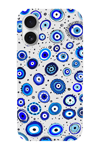 shoptocase iPhone 17 Nazar Boncukları Desenli İçi Süet Lansman Telefon Kılıfı
