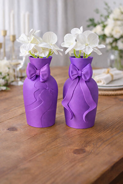 Vescarri 2-Piece Decorative Vase with Bowknot Detail – Modern & Stylish Design