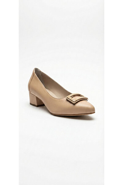 Ustalar Ayakkabı Çanta Beige women's genuine leather high heeled shoe 343.906