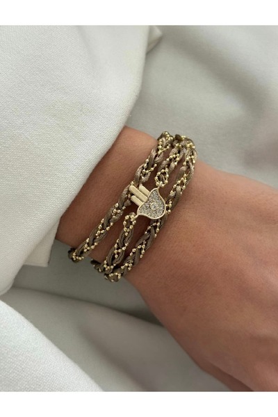 CHARMLUCKY ZİRKON TAŞLI HAMSA DOLAMALI BİLEKLİK