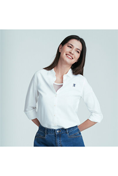 Giordano Women’s Slim Oxford Shirt with Embroidery