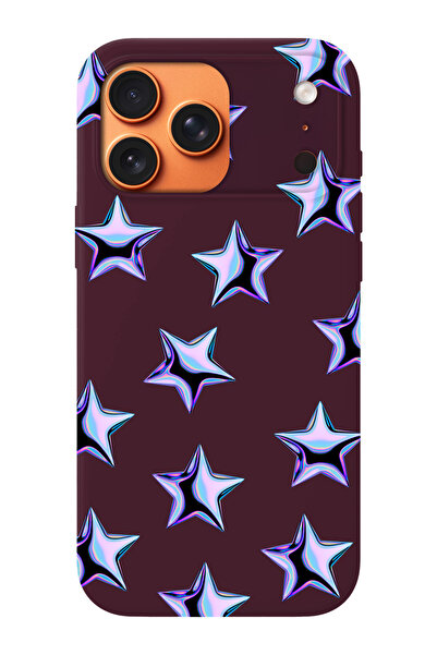 shoptocase iPhone 17 Pro Max Compatible Purple Stars Patterned Suede Inside L...