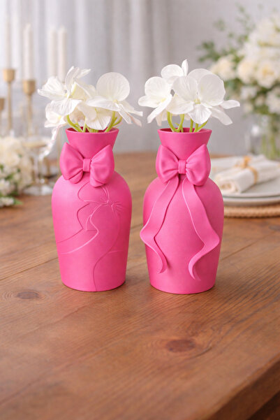 Vescarri مزهرية زخرفية بتفاصيل فيونكة (قطعتان) - تصميم عصري وأنيق