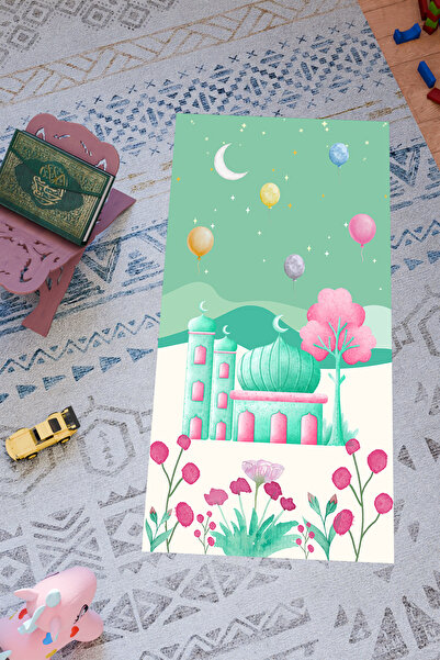 Charmbi سجادة صلاة بتصميم خاص للأطفال - قاعدة مضادة للانزلاق وطباعة رقمية بأن...