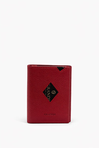 Grande Genuine Leather Men's Card Holder Wallet Red 850
