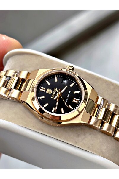 Raymond Altın Renk Minimal Kasa Orjinal Model Çelik Kadın Kol Saati + BİLEKLİK
