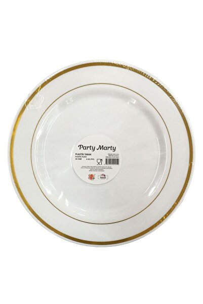 NET MARKET TABAK PLASTİK LÜX ALTIN ÇİZGİLİ 26 CM 6'LI PAKET