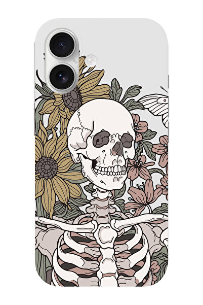 shoptocase حافظة هاتف آيفون 17 من الجلد السويدي بنمط زهور وجمجمة