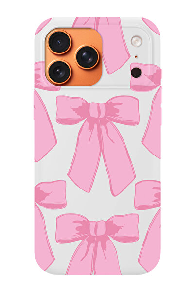 shoptocase iPhone 17 Pro Max Compatible Pink Ribbon Patterned Suede Inside La...