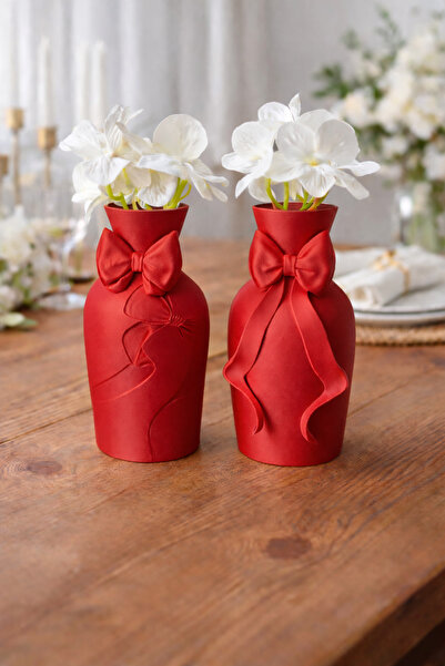 Vescarri 2-Piece Decorative Vase with Bowknot Detail – Modern & Stylish Design