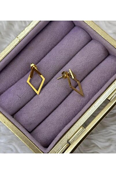 Septemmart Gold Color Geometric Diamond-Shaped Minimalist Earrings