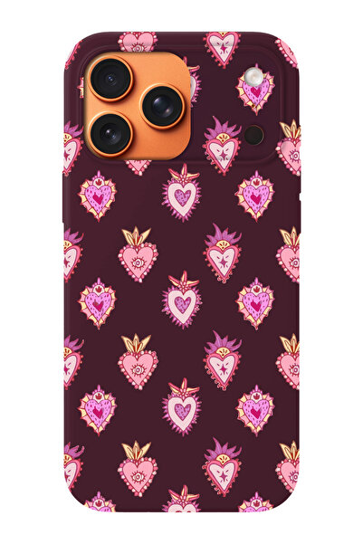 shoptocase iPhone 17 Pro Max Compatible Lovely Heart Patterned Suede Inside L...