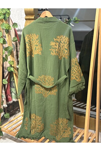 Befera Design Muslin Kimono 100% Cotton Coral Printed Patterned Bathrobe Kaft...