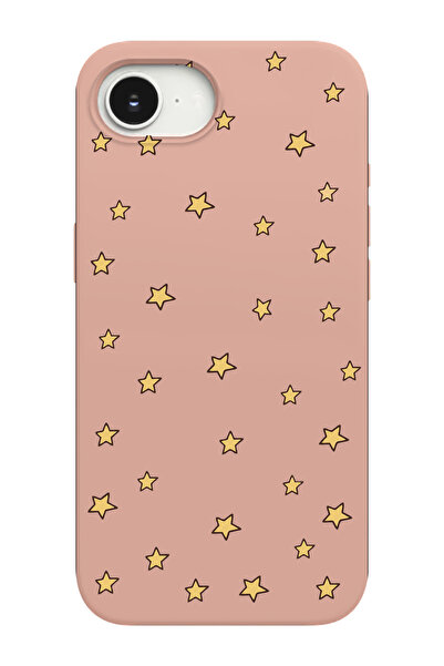 shoptocase iPhone 16E Compatible Stars Patterned Suede Inside Launch Phone Case