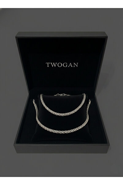 TWOGAN Çelik Özel Tasarım Kolye 60 cm ve Bileklik, Erkek İkili Set