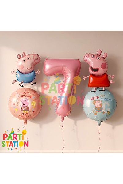 Parti Station Peppa Pig & George Concept 7 Year Old Foil Balloon Set Birthday...