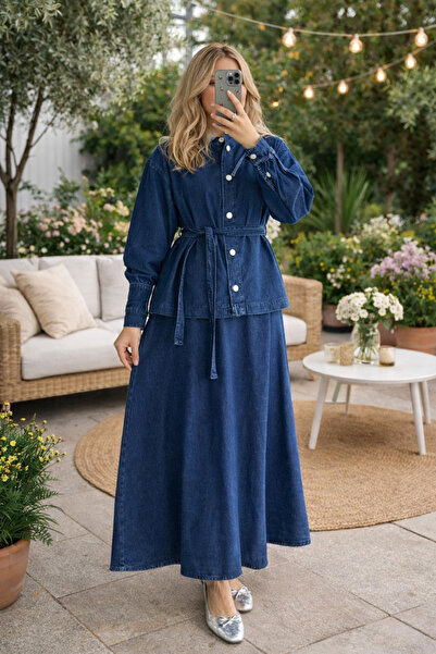 Nsade Skirted Jacket Denim Suit – Modern Hijab Denim Suit