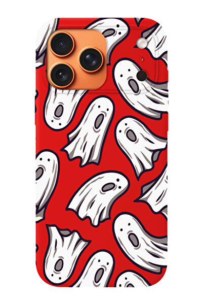 shoptocase iPhone 17 Pro Uyumlu Hayaletler Desenli İçi Süet Lansman Telefon K...