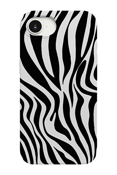 shoptocase iPhone 16E Uyumlu Zebra Desenli İçi Süet Lansman Telefon Kılıfı