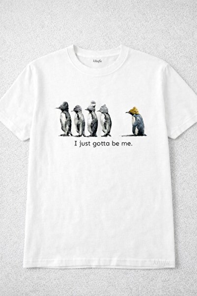 khufu Oversize Fit Cotton I Just Gotta Penguins Printed Relaxed Cut T-Shirt U...