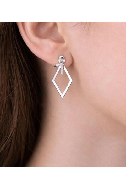 Septemmart Silver Color Geometric Diamond-Shaped Minimalist Earrings