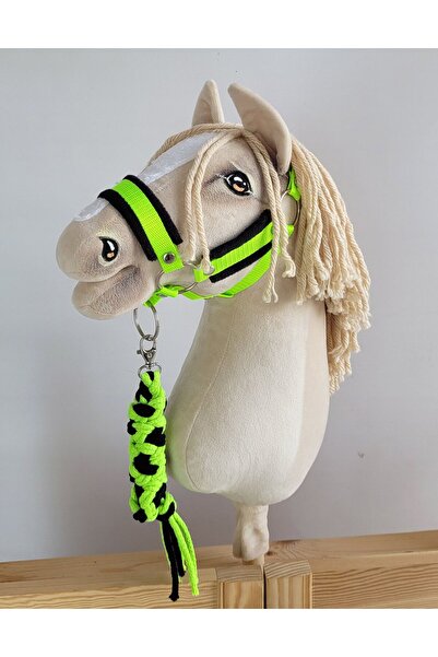 Other Set Hobby Horse: Căpăstru A3 cu Blană Neagră + Lesă din Frânghie - Verd...