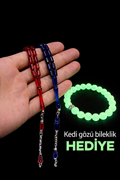 Eflatun Collection Toz Kehribar Tesbih Seti+Kedigözü bileklik Hediye