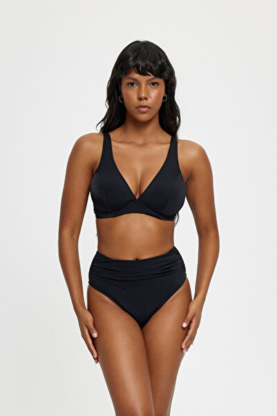 Louren Women's Black String Bikini Set – Wide Triangle Top & High-Waisted Bottom