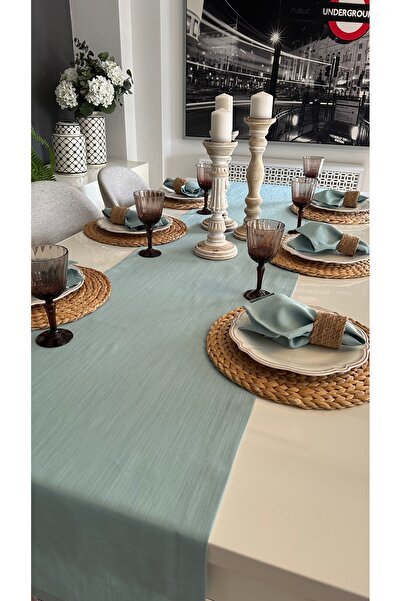 Decamor home Covor decorativ verde mentă cu textură de in (Șervețele nu sunt ...